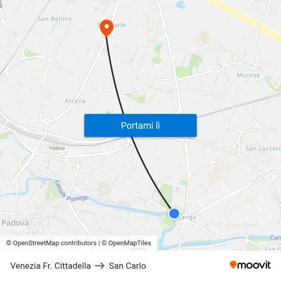 Venezia Fr. Cittadella to San Carlo map