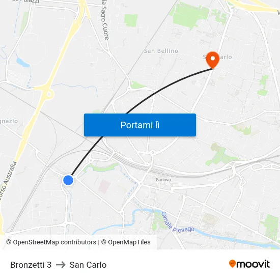 Bronzetti 3 to San Carlo map