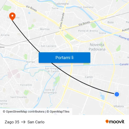 Zago 35 to San Carlo map