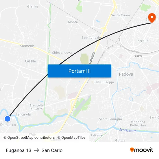Euganea 13 to San Carlo map