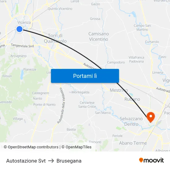 Autostazione Svt to Brusegana map