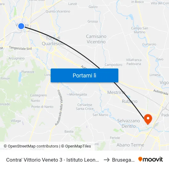 Contra' Vittorio Veneto 3 - Istituto Leone XII to Brusegana map