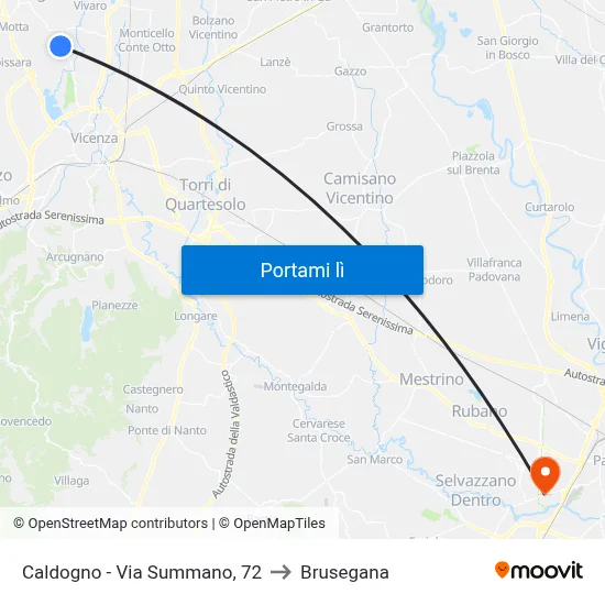 Caldogno - Via Summano, 72 to Brusegana map