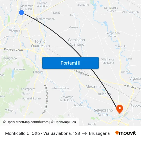 Monticello C. Otto - Via Saviabona, 128 to Brusegana map
