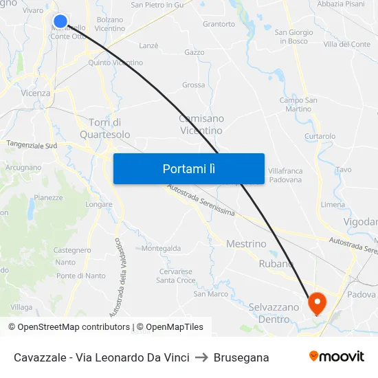Cavazzale - Via Leonardo Da Vinci to Brusegana map