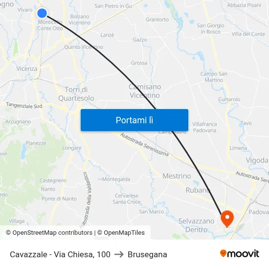 Cavazzale - Via Chiesa, 100 to Brusegana map
