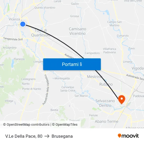 V.Le Della Pace, 80 to Brusegana map