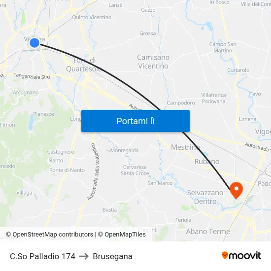 C.So Palladio 174 to Brusegana map