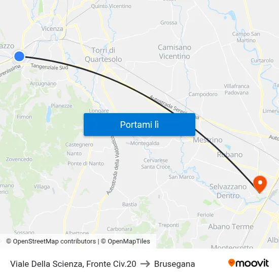 Viale Della Scienza, Fronte Civ.20 to Brusegana map