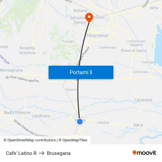 Cafe' Latino R to Brusegana map