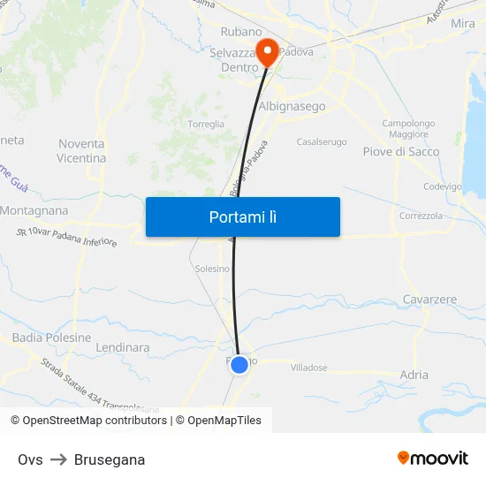 Ovs to Brusegana map