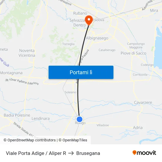 Viale Porta Adige / Aliper R to Brusegana map