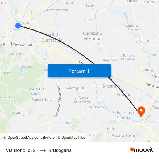 Via Bonollo, 21 to Brusegana map