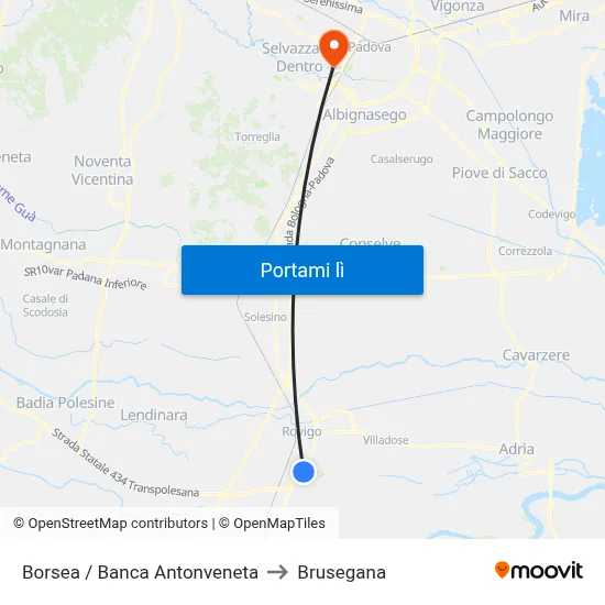 Borsea / Banca Antonveneta to Brusegana map