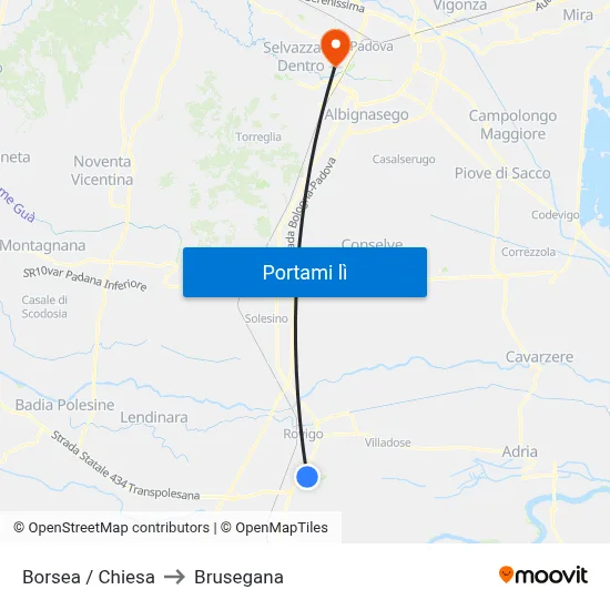 Borsea / Chiesa to Brusegana map