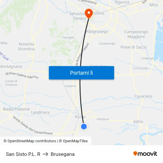 San Sisto P.L. R to Brusegana map