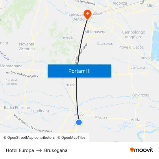 Hotel Europa to Brusegana map