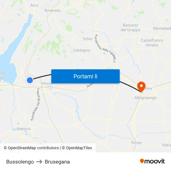 Bussolengo to Brusegana map