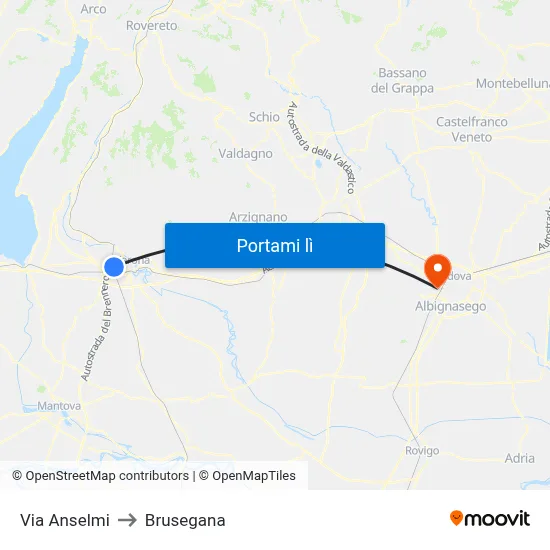 Via Anselmi to Brusegana map