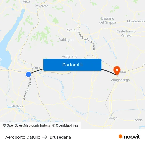 Aeroporto Catullo to Brusegana map