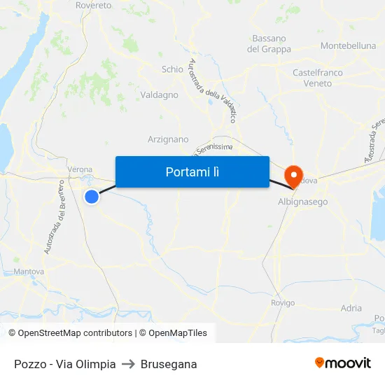 Pozzo - Via Olimpia to Brusegana map