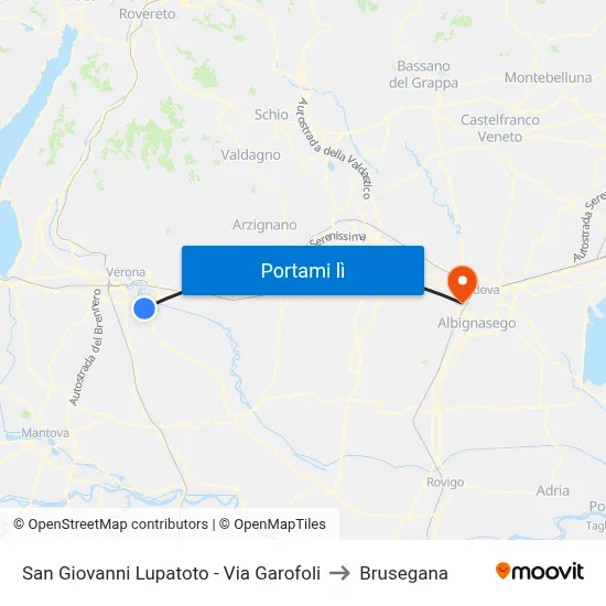 San Giovanni Lupatoto - Via Garofoli to Brusegana map
