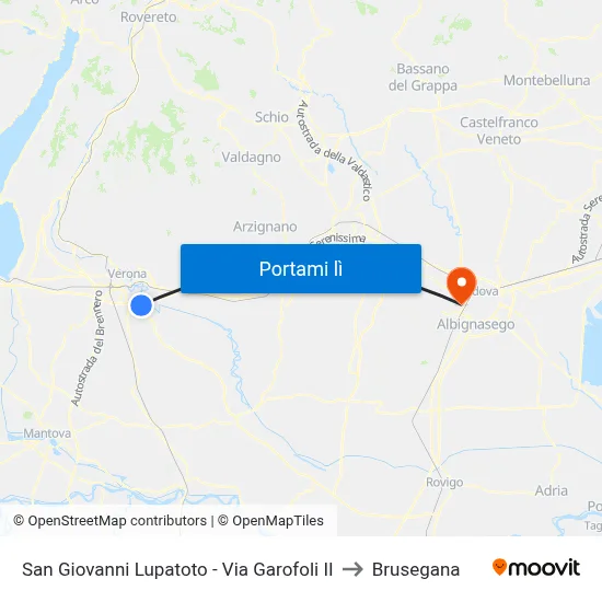 San Giovanni Lupatoto - Via Garofoli II to Brusegana map