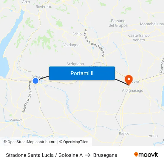Stradone Santa Lucia / Golosine A to Brusegana map