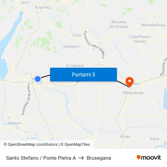 Santo Stefano / Ponte Pietra A to Brusegana map
