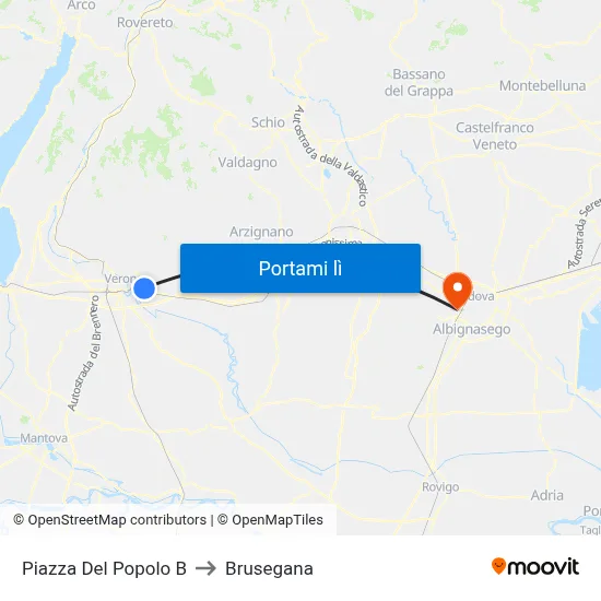 Piazza Del Popolo B to Brusegana map