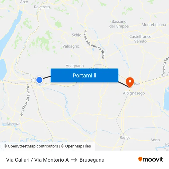 Via Caliari / Via Montorio A to Brusegana map