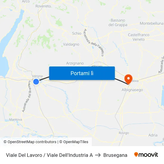 Viale Del Lavoro / Viale Dell'Industria A to Brusegana map