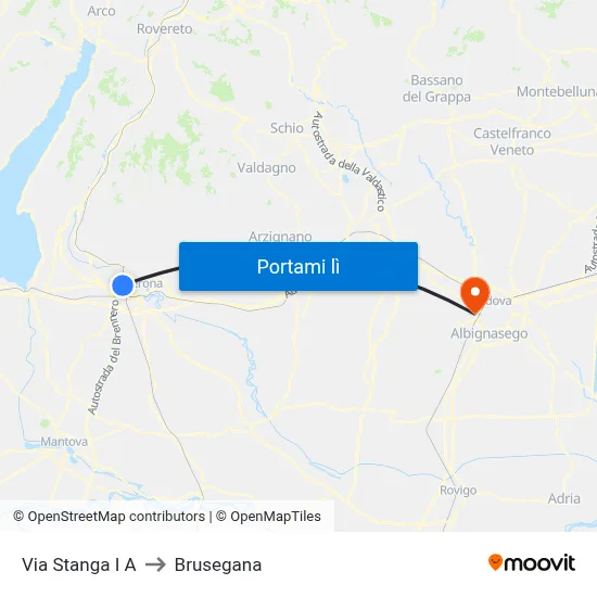 Via Stanga I A to Brusegana map