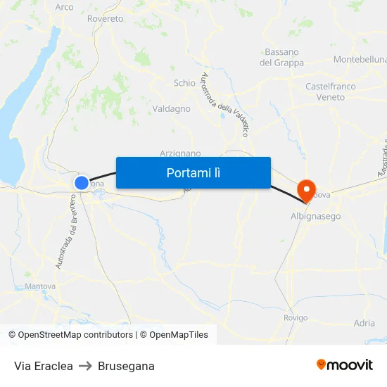 Via Eraclea to Brusegana map
