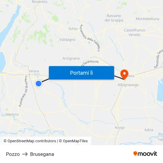 Pozzo to Brusegana map