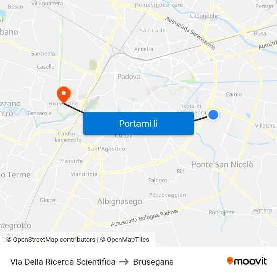 Via Della Ricerca Scientifica to Brusegana map