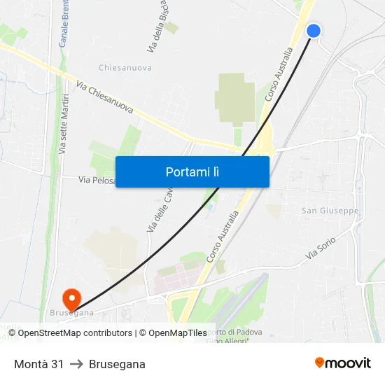 Montà 31 to Brusegana map
