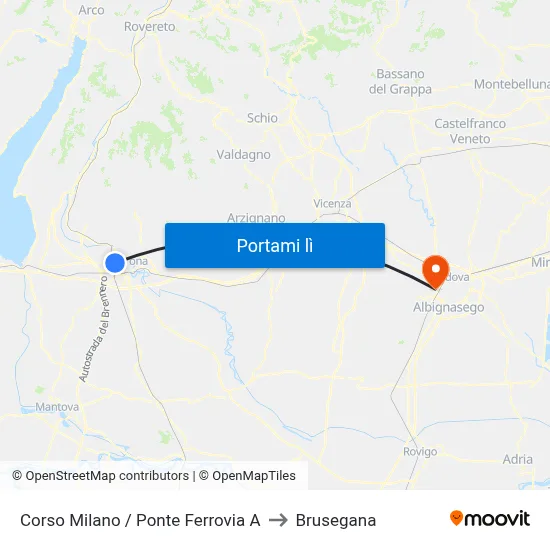 Corso Milano / Ponte Ferrovia A to Brusegana map