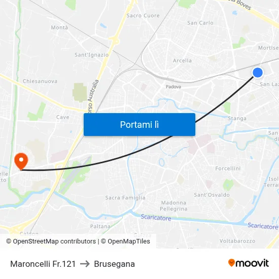Maroncelli Fr.121 to Brusegana map
