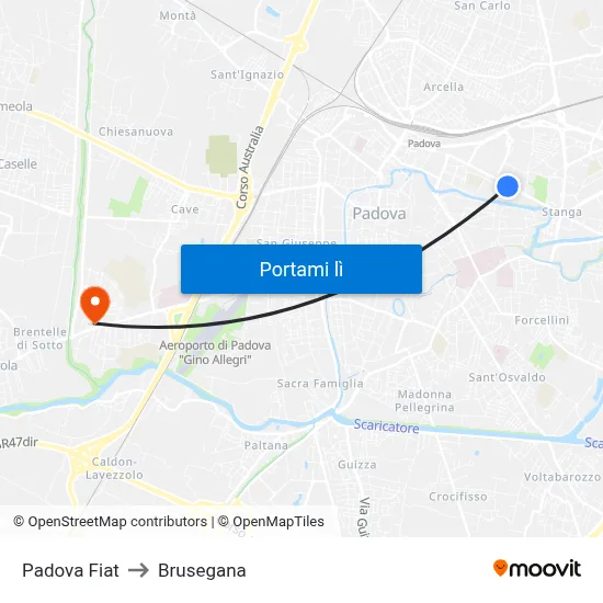 Padova Fiat to Brusegana map