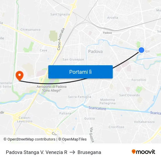 Padova Stanga V. Venezia R to Brusegana map