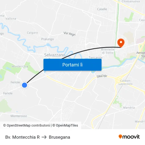 Bv. Montecchia R to Brusegana map