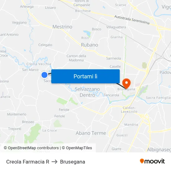 Creola Farmacia R to Brusegana map