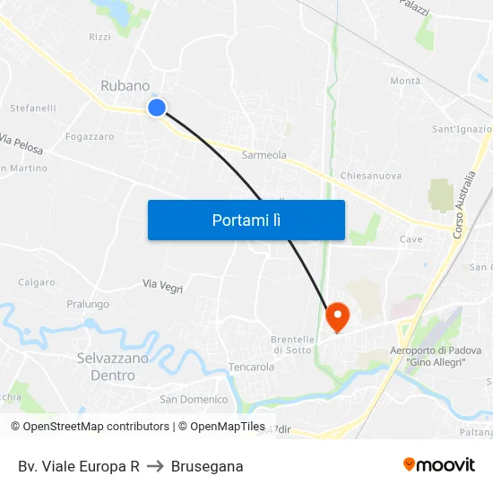 Bv. Viale Europa R to Brusegana map