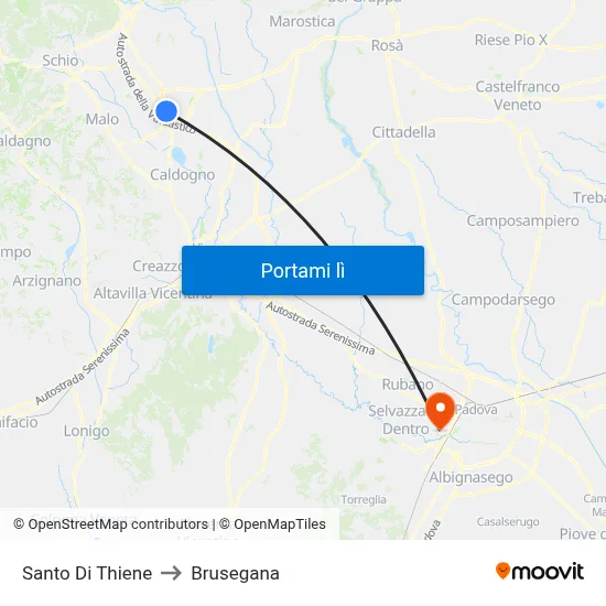Santo Di Thiene to Brusegana map