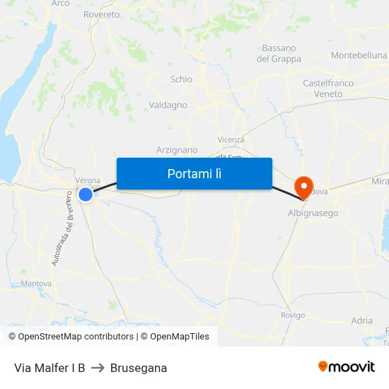 Via Malfer I B to Brusegana map