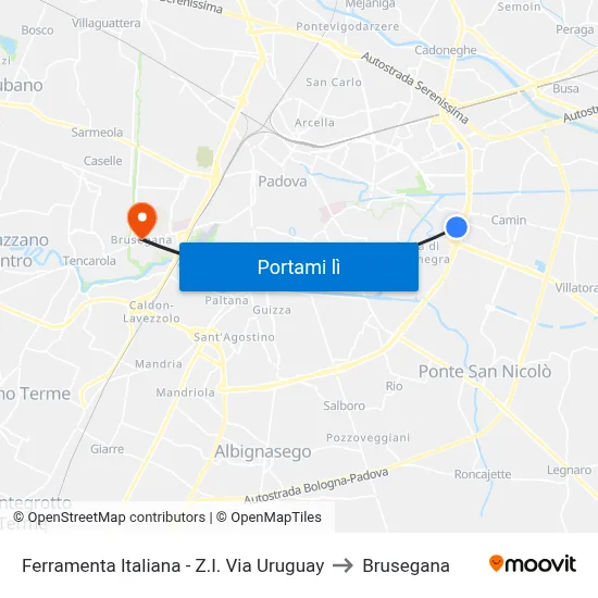 Ferramenta Italiana - Z.I. Via Uruguay to Brusegana map