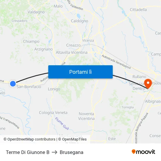 Terme Di Giunone B to Brusegana map