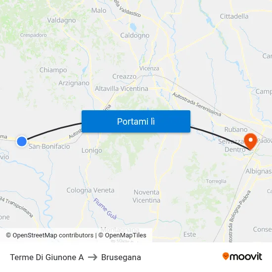 Terme Di Giunone A to Brusegana map