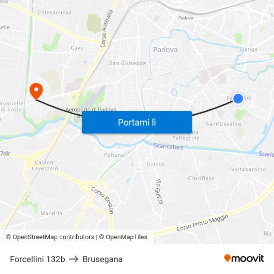 Forcellini 132b to Brusegana map